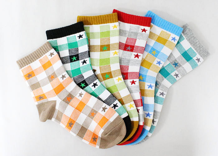 product-AODA Kids Socks Organic Cotton Blend Children 2-9 Years 6 Patterns Seamless Socks-Aoda Cloth